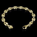 10k Yellow or White Gold Solid Puffy Mariner Link Chain Bracelet 11.7mm 7" - 9"