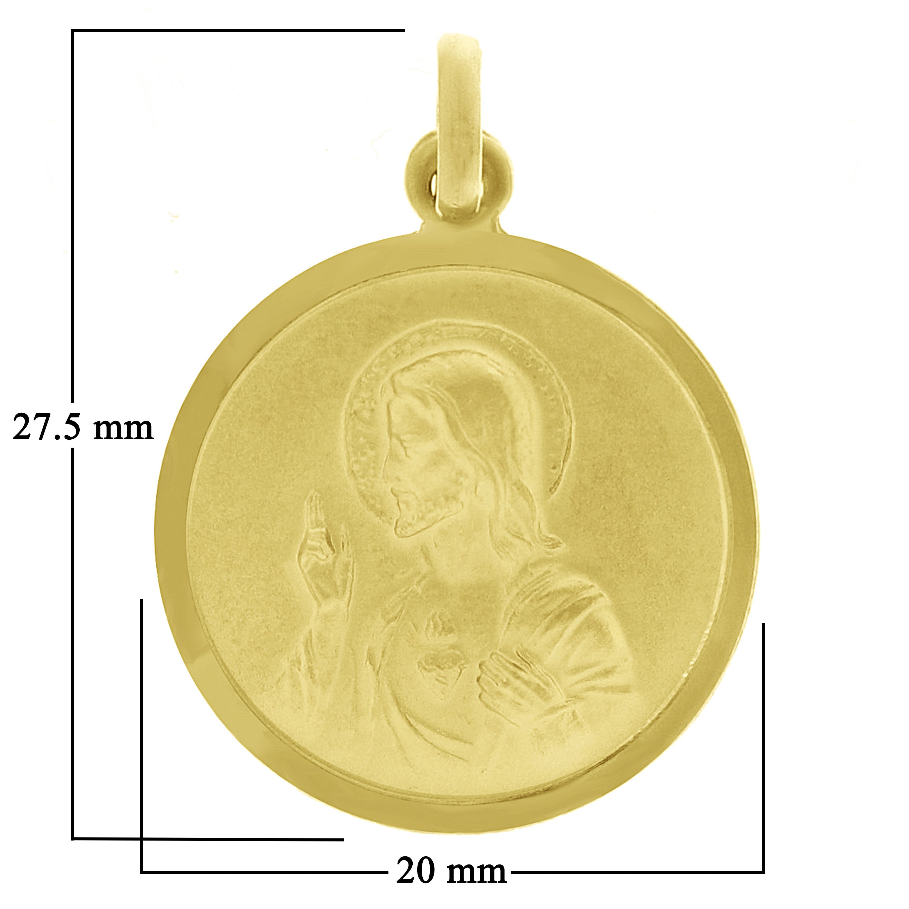 Italian 14k Yellow Gold Reversible Guadalupe & Sacred Heart of Jesus Medal Pendant