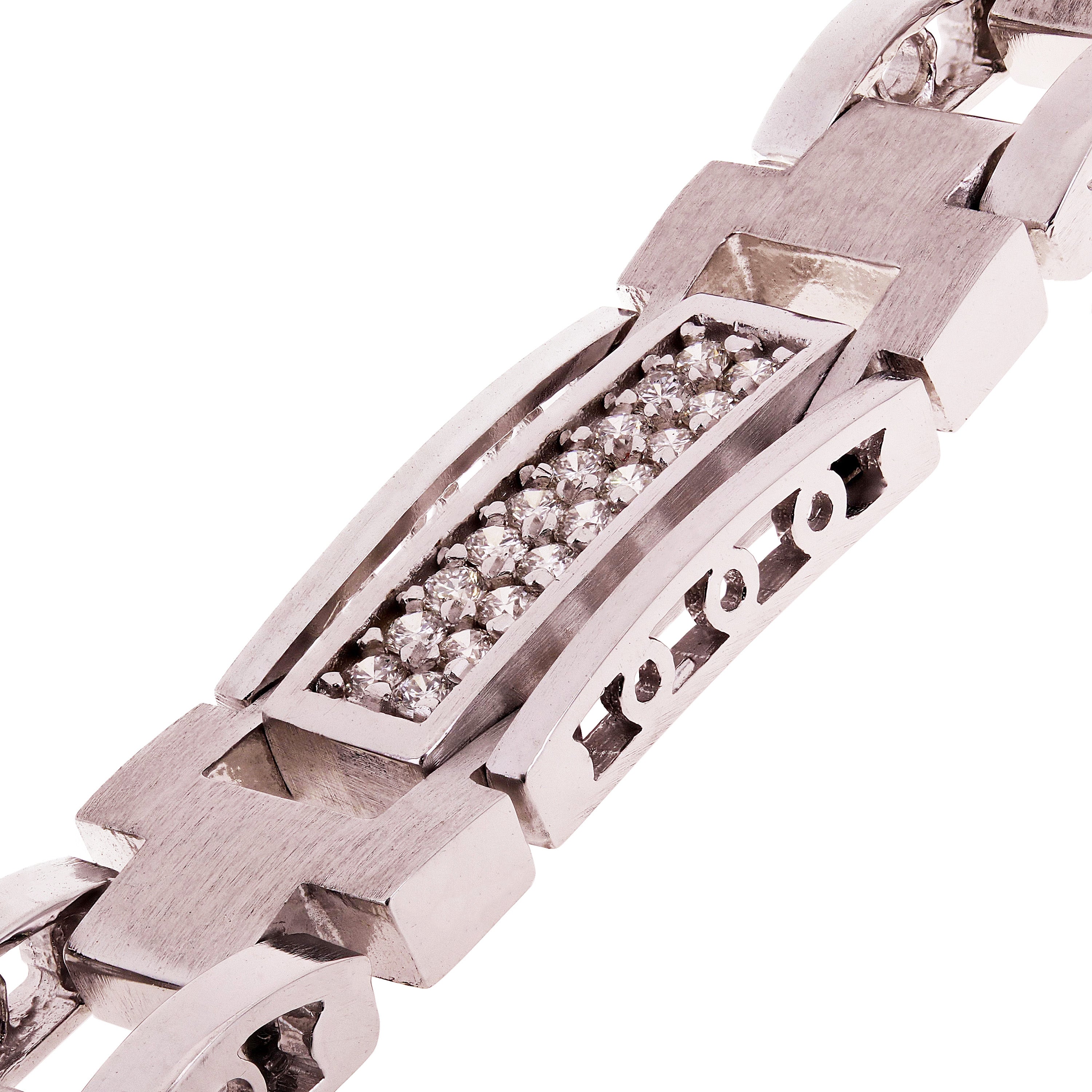 Men's 14k White Gold 1.49ctw Diamond Watch Link Bracelet 8" 9.8mm 38 grams - White  8"  9.8mm  1.49ctw  38grams
