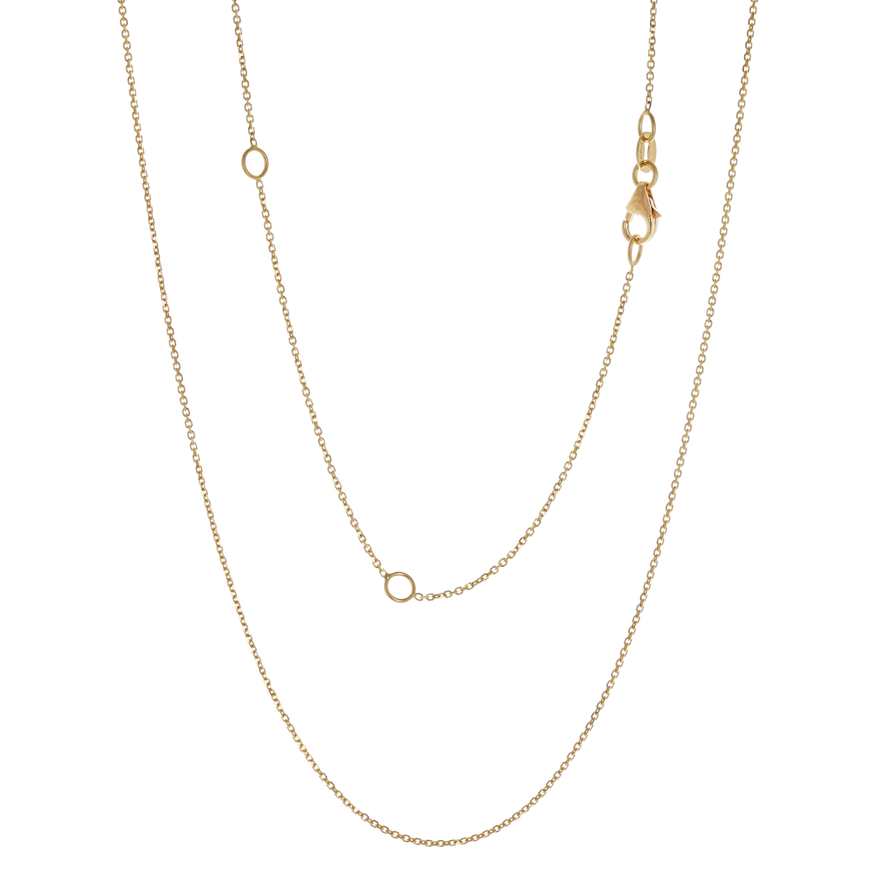 Italian 14k Yellow Gold Rolo Chain Necklace Adjustable 16-20" 0.9mm 1.5 grams - 0.9 mm