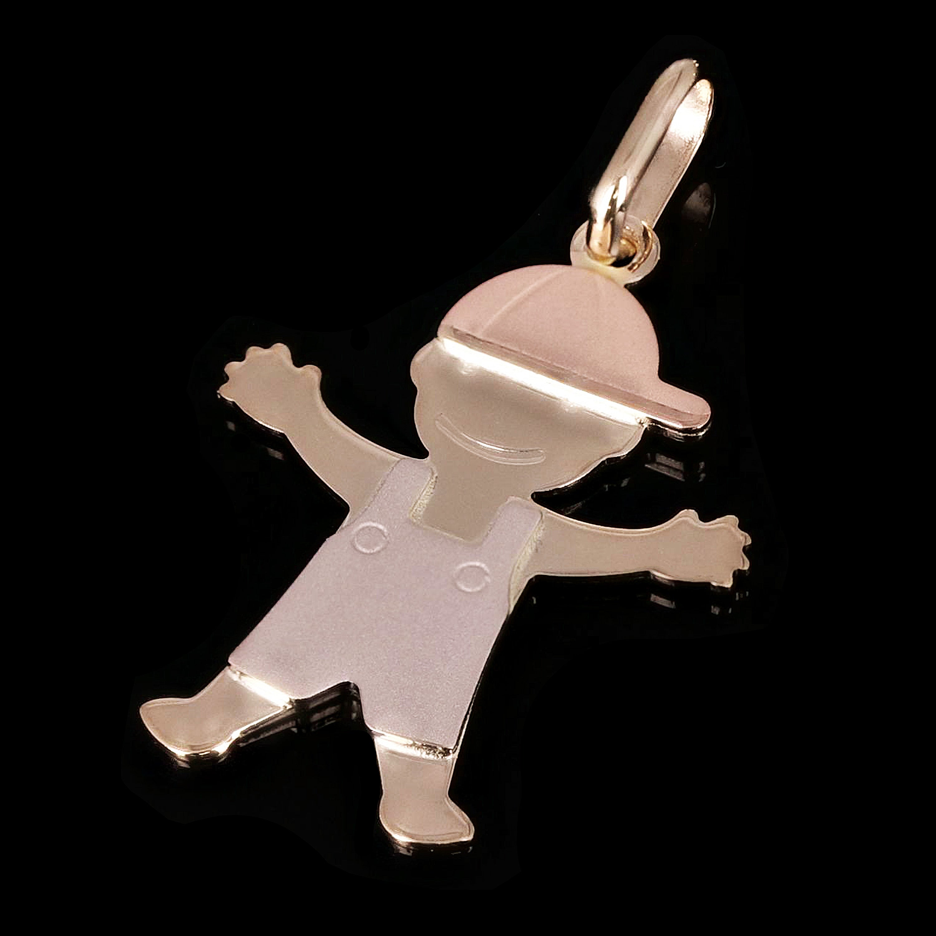 Italian 14k Tri-Color Gold Baby Boy Charm Pendant 1" 1.1 grams