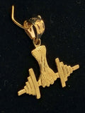 14k Yellow Gold Body Builder Weight Lifting Barbell Charm Pendant 0.8 gram