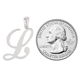 14k White Gold Initial Letter L Alphabet Charm Pendant - Letter L,White
