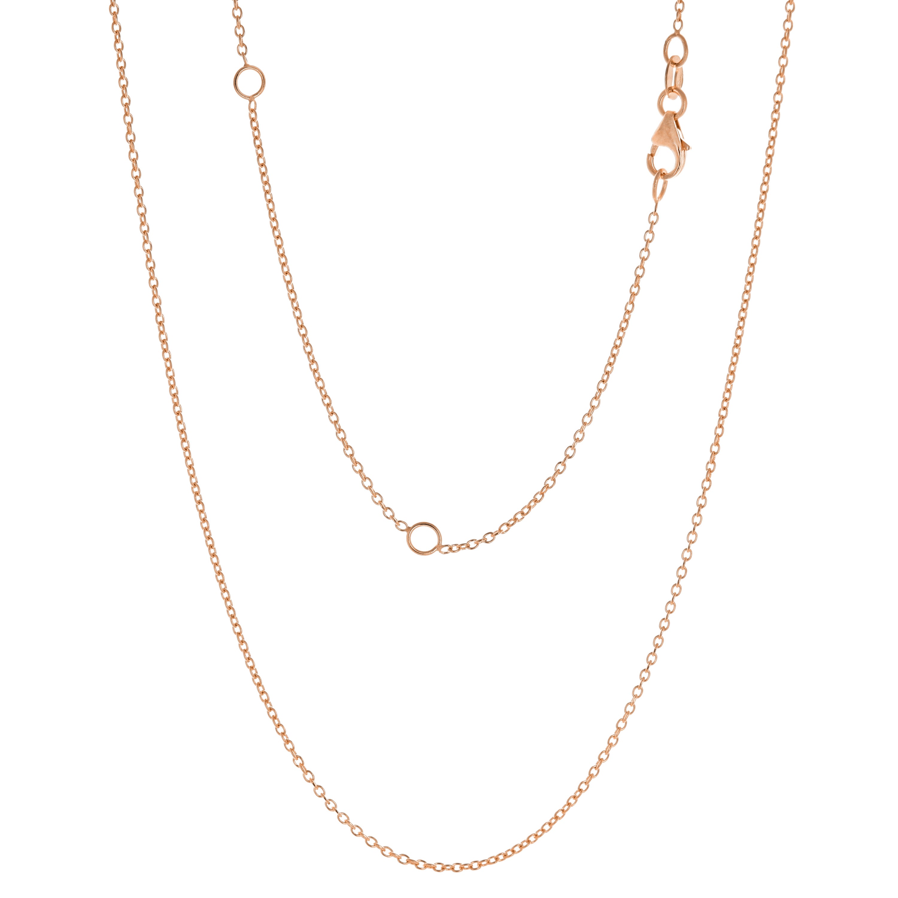 Italian 14k Rose Gold Rolo Chain Necklace Adjustable 16-20" 1.1mm 1.9 grams - 1.9 grams