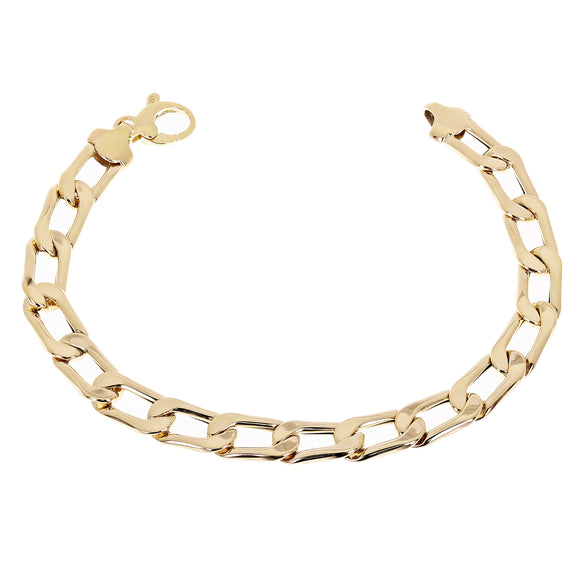 Italian 14k Yellow Gold Hollow Flat Oval Link Bracelet 7.5