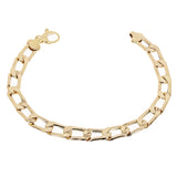 Italian 14k Yellow Gold Hollow Flat Oval Link Bracelet 7.5" 7.7mm 8.4 grams