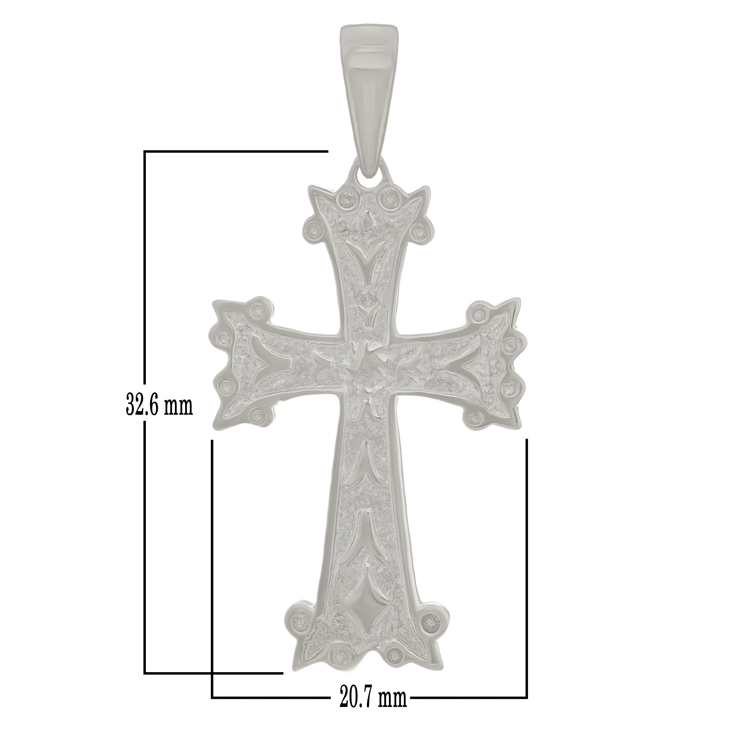 14k White Gold Khachkar Armenian Cross Charm Pendant 4.6 grams - White
