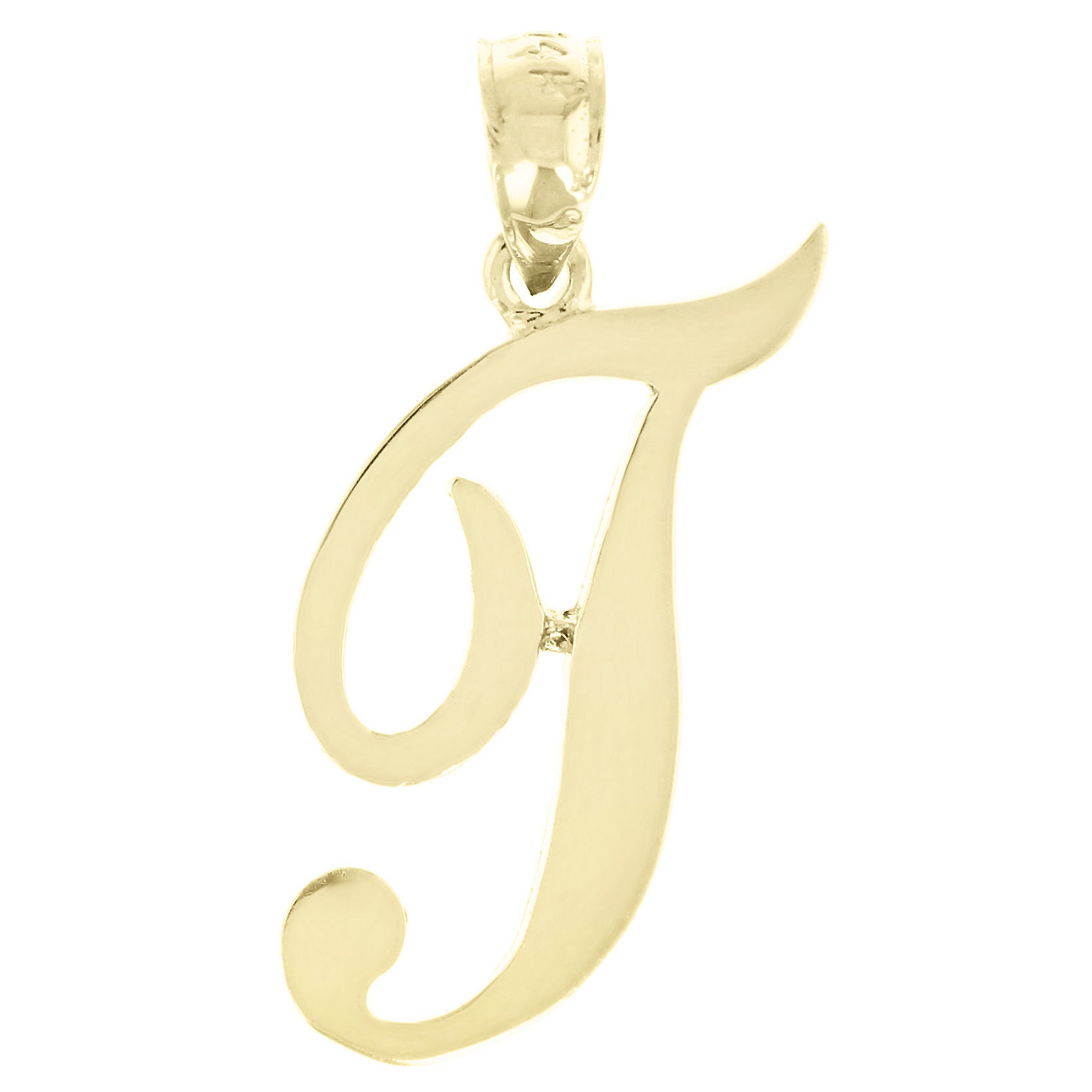 14k Yellow Gold Initial Letter T Alphabet Charm Pendant - Letter T,Yellow