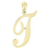 14k Yellow Gold Initial Letter T Alphabet Charm Pendant - Letter T,Yellow