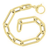 Italian 14k Yellow Gold Plain & Satin Finish Paper Clip Bracelet 7.75" 8.9mm 6g