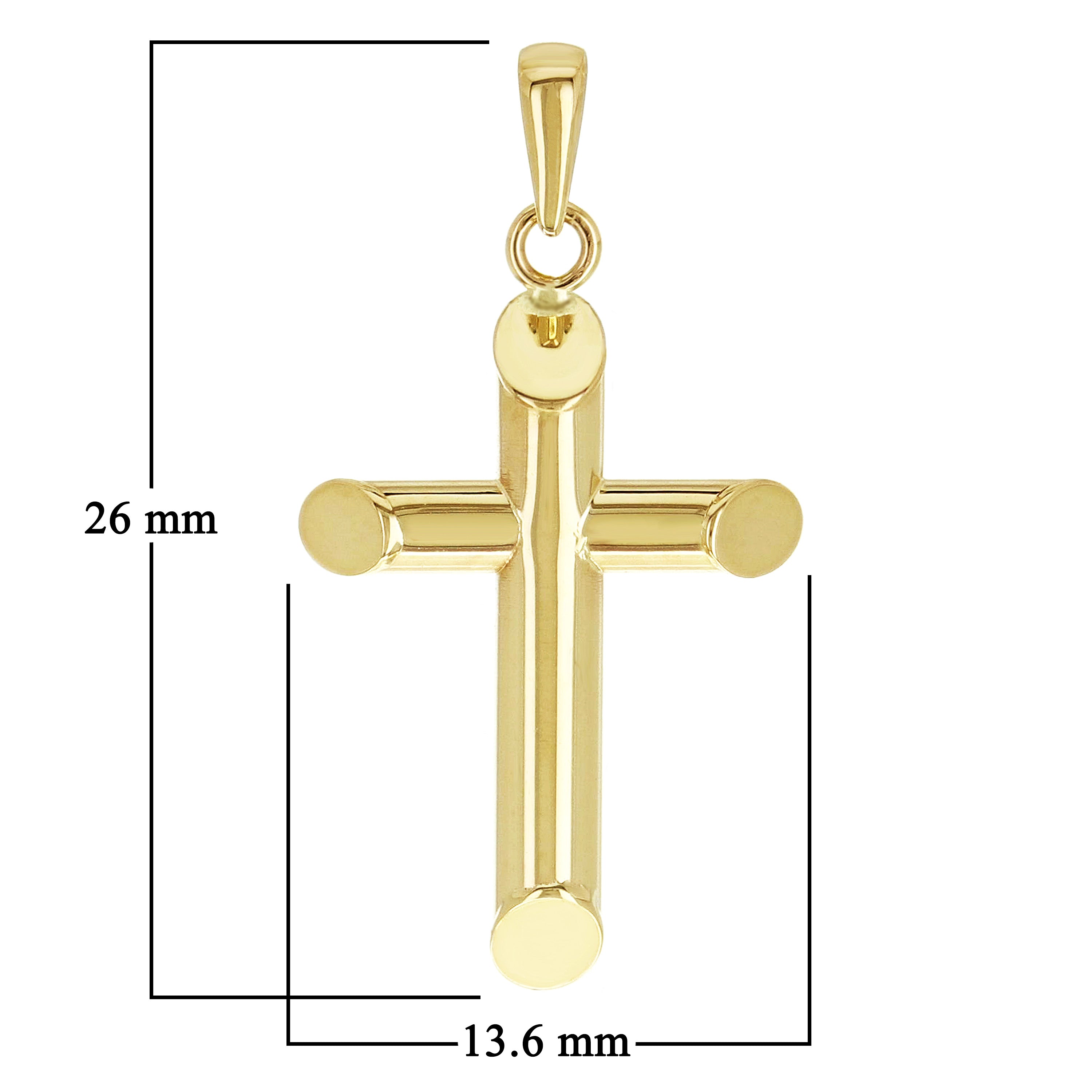 Italian 14k Yellow Gold Hollow High Polish Plain Cross Charm Pendant 1" 0.7 gram