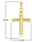 Italian 14k Yellow Gold Hollow High Polish Plain Cross Charm Pendant 1" 0.7 gram
