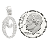 14k White Gold Initial Letter O Alphabet Charm Pendant - Letter O,White