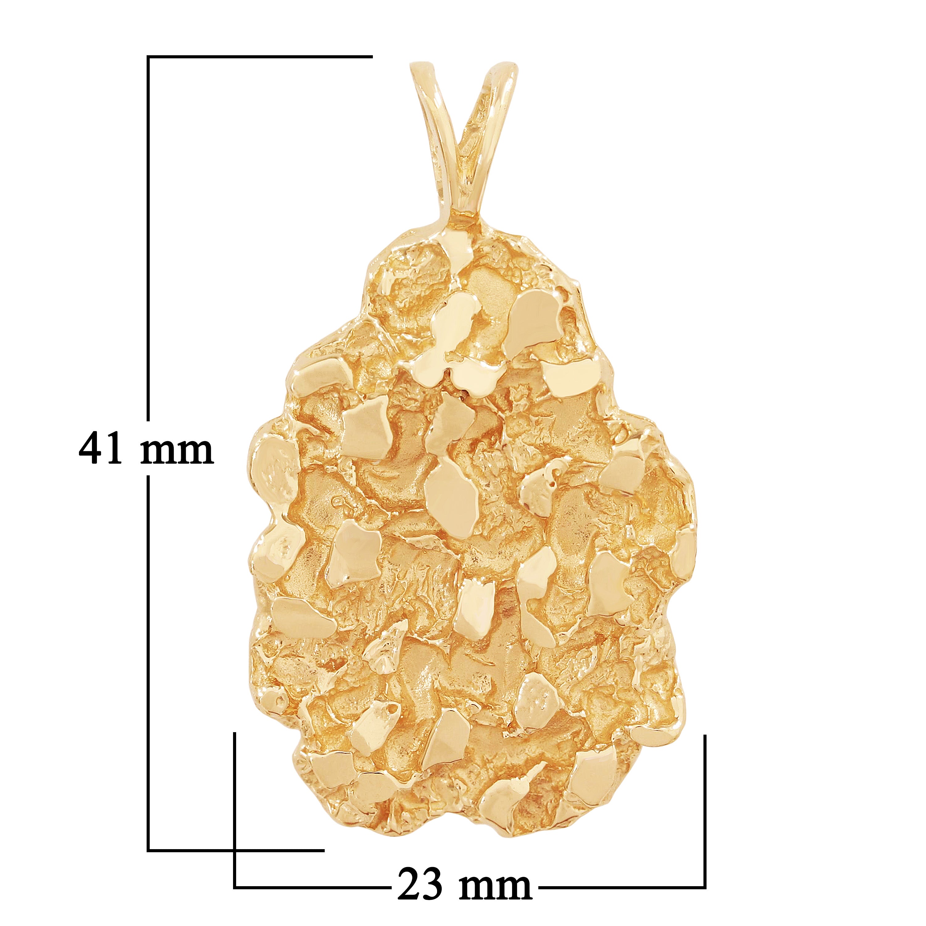 14k Yellow Gold Solid Free Form Nugget Charm Pendant 1.6" 11.3 grams