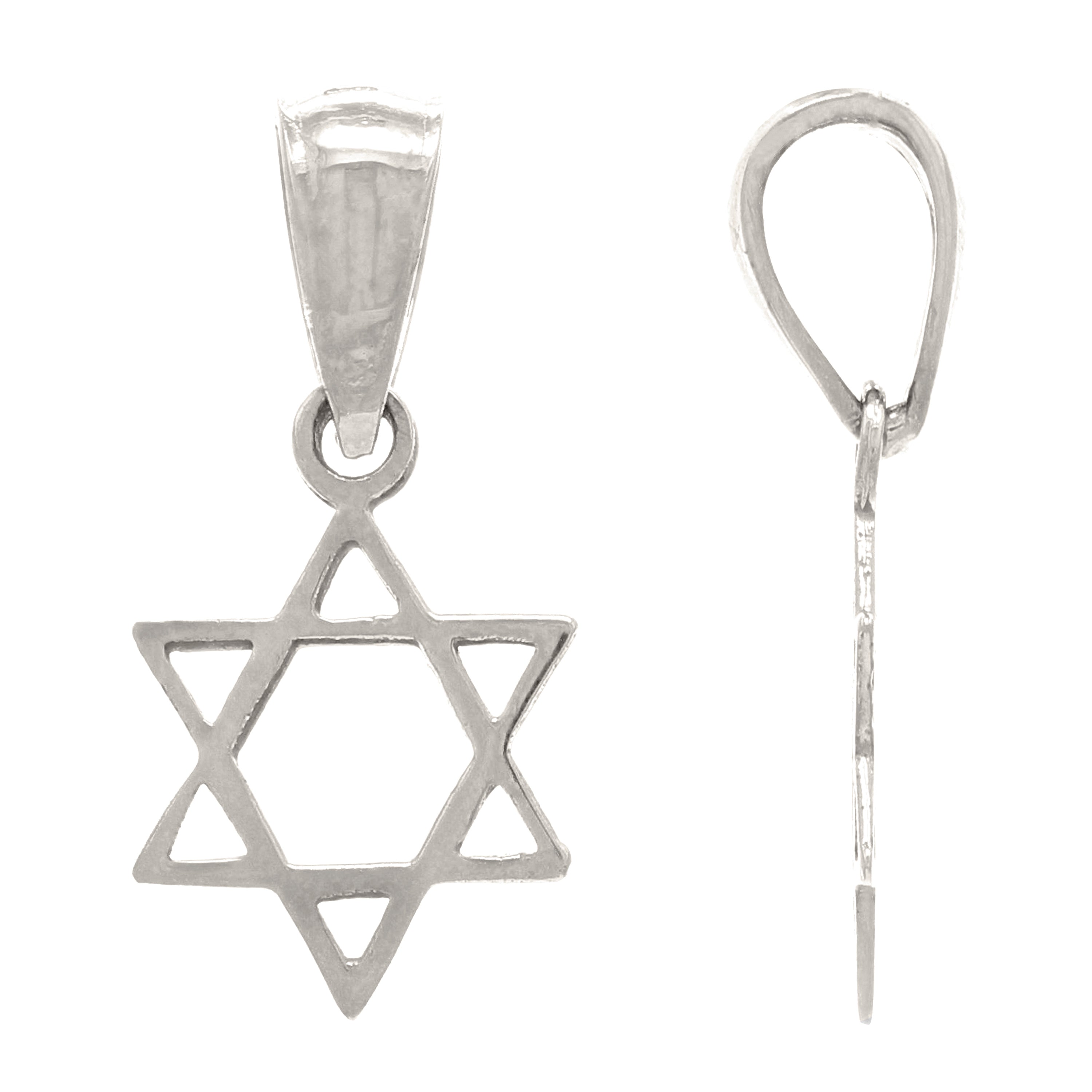 14k White Gold Solid Jewish Star of David Charm Pendant 0.4 grams - White