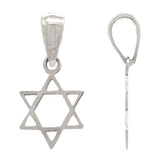 14k White Gold Solid Jewish Star of David Charm Pendant 0.4 grams - White