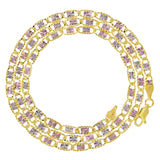Italian 14k Tri-Color Gold Diamond Cut Valentino Chain Necklace 18" 3.3mm 7 grams - 18" 7 grams