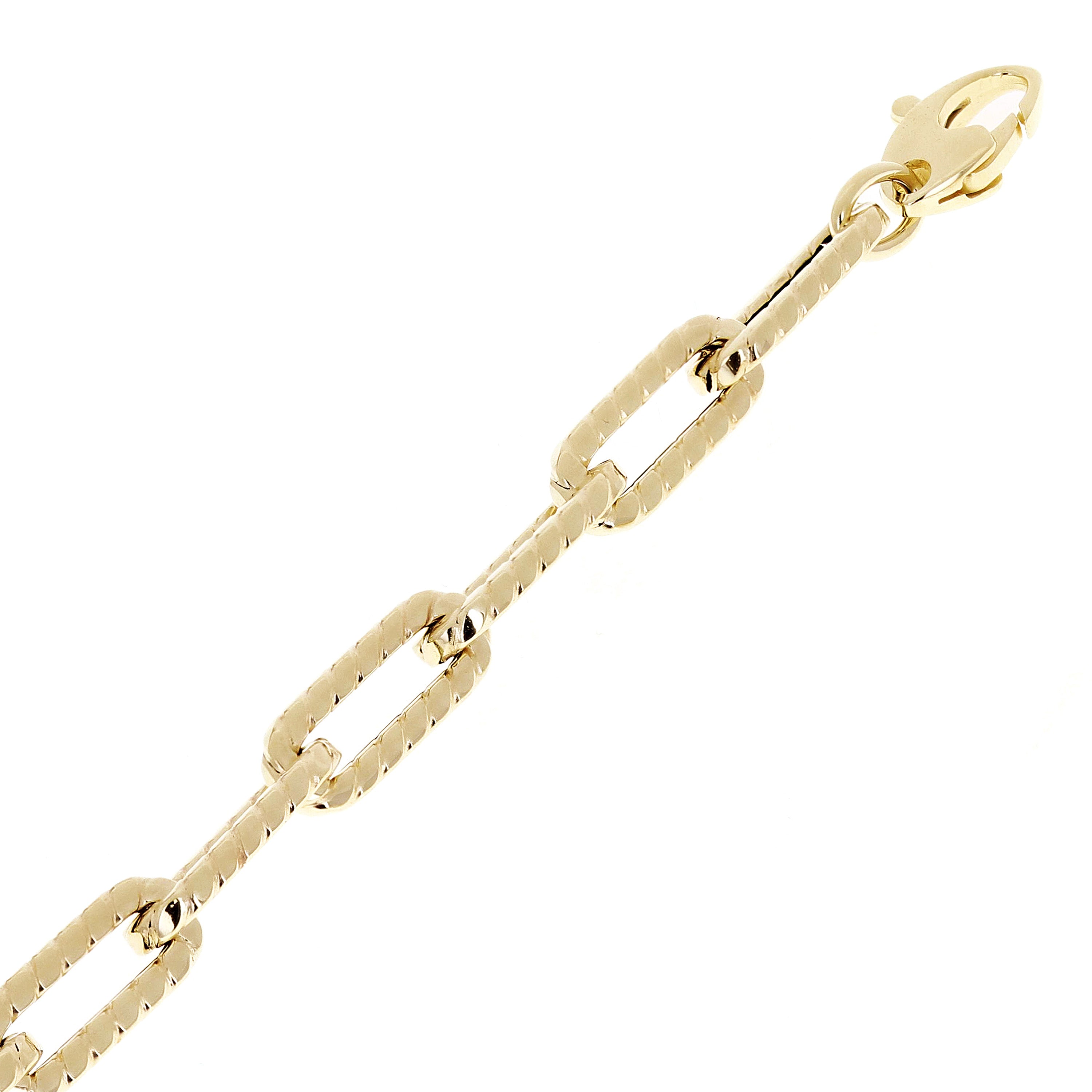 Italian 14k Yellow Gold Hollow Rope Paper Clip Link Bracelet 7.5" 6.3mm 5 grams