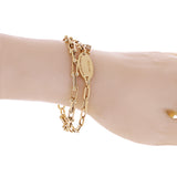 Italian 14k Yellow Gold Double U Shape Hardwear Heart & Key Charm Bracelet 7.5" - 7.5" 11 grams