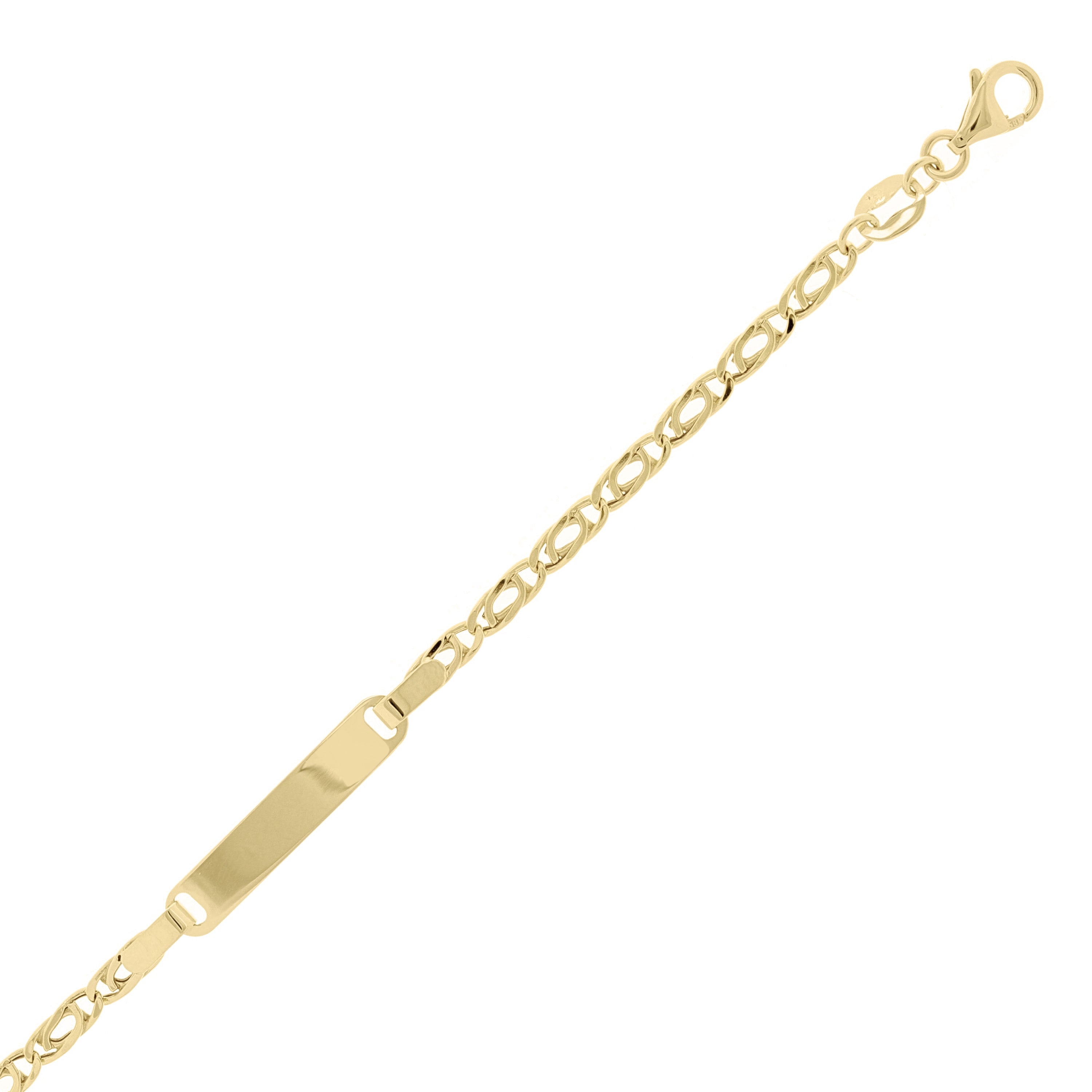 Italian 14k Yellow Gold Engraveable Double Links ID Bracelet 5.5" 4mm 1.7 grams