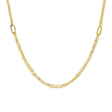 Italian 14k Yellow Gold Anchor Cable & Paper Clip Link Station Necklace 18" 8 grams - 18" 8 grams