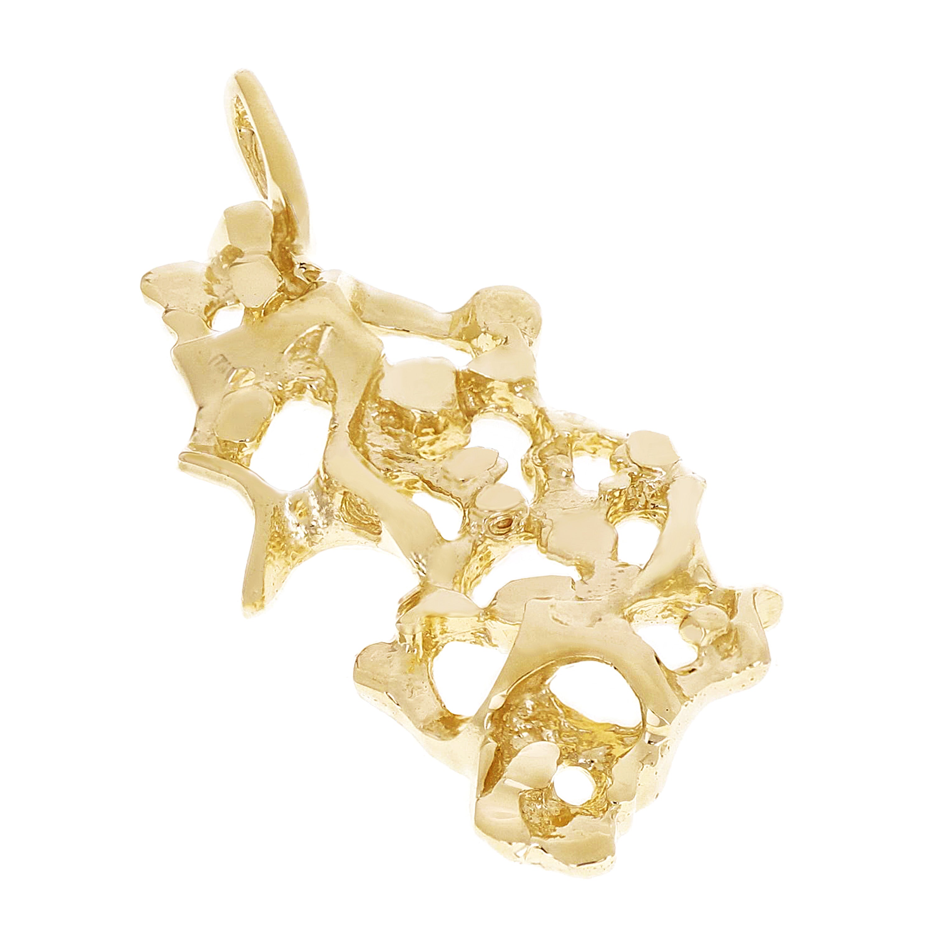 14k Yellow Gold Solid Free Form Nugget Charm Pendant 2" 10.6 grams