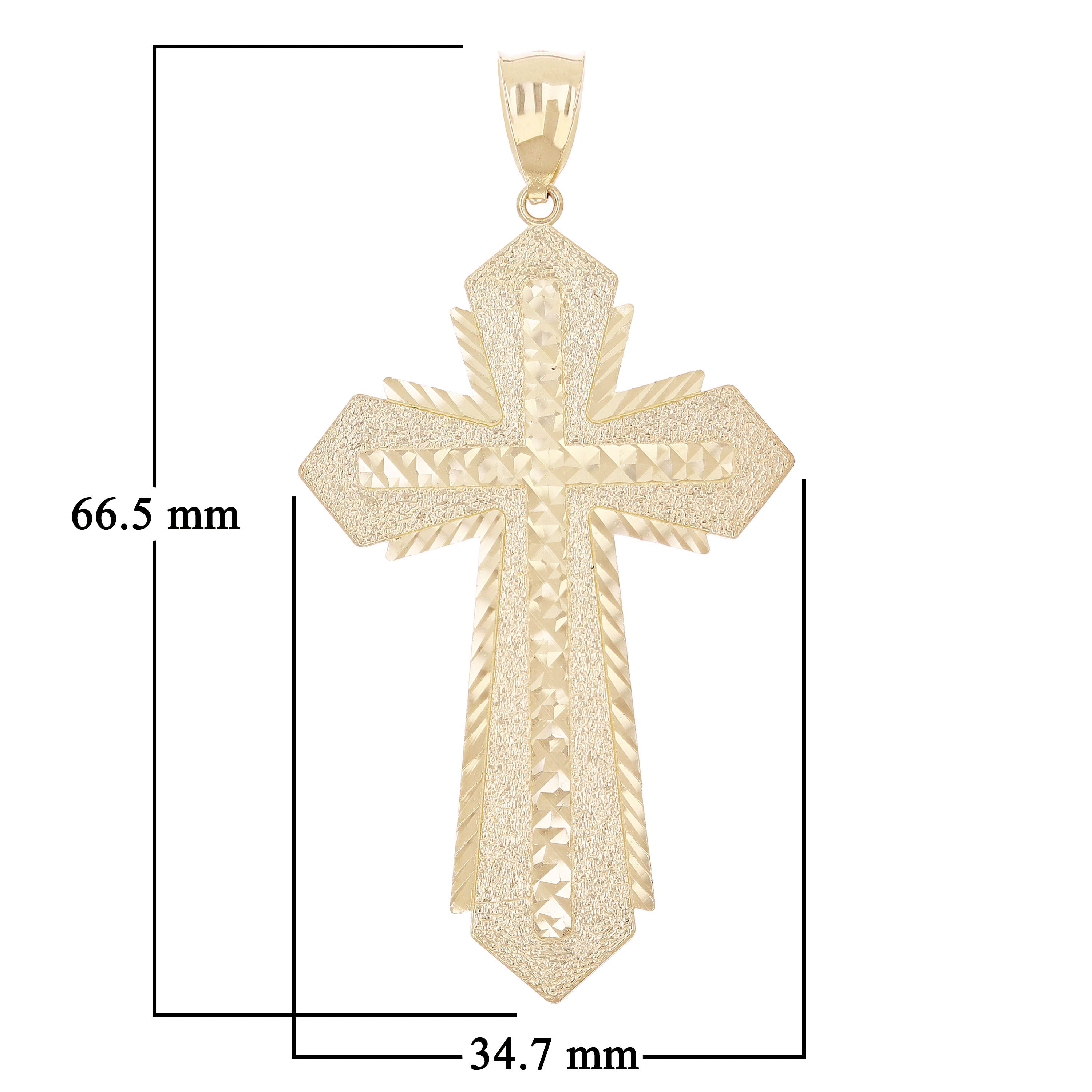14k Yellow Gold Diamond Cut Cross  Pendant 2.6" 6.4 grams