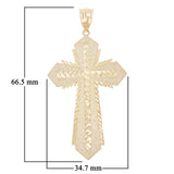 14k Yellow Gold Diamond Cut Cross  Pendant 2.6" 6.4 grams