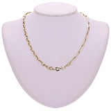 Italian 14k Yellow Gold Oval & Paper Clip Link Chain Necklace 18" 9.2 grams
