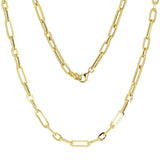 Italian 14k Yellow Gold Plain & Twist Paper Clip Link Chain Necklace 18" 9.1 grams