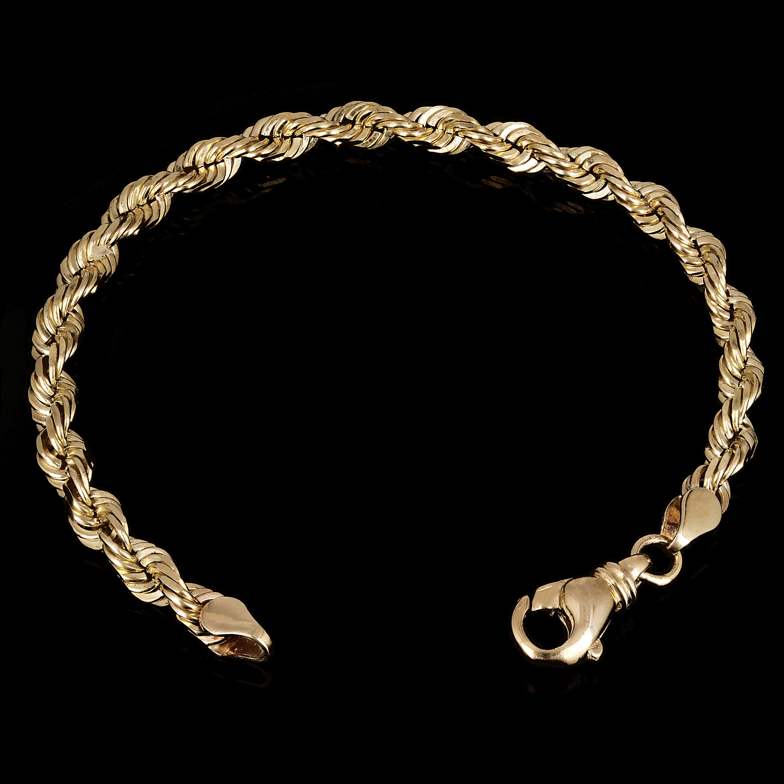 Men's 10k Yellow Gold Solid Diamond Cut Rope Chain Bracelet 7" 6mm 16.5 grams - 7" 16.5 grams