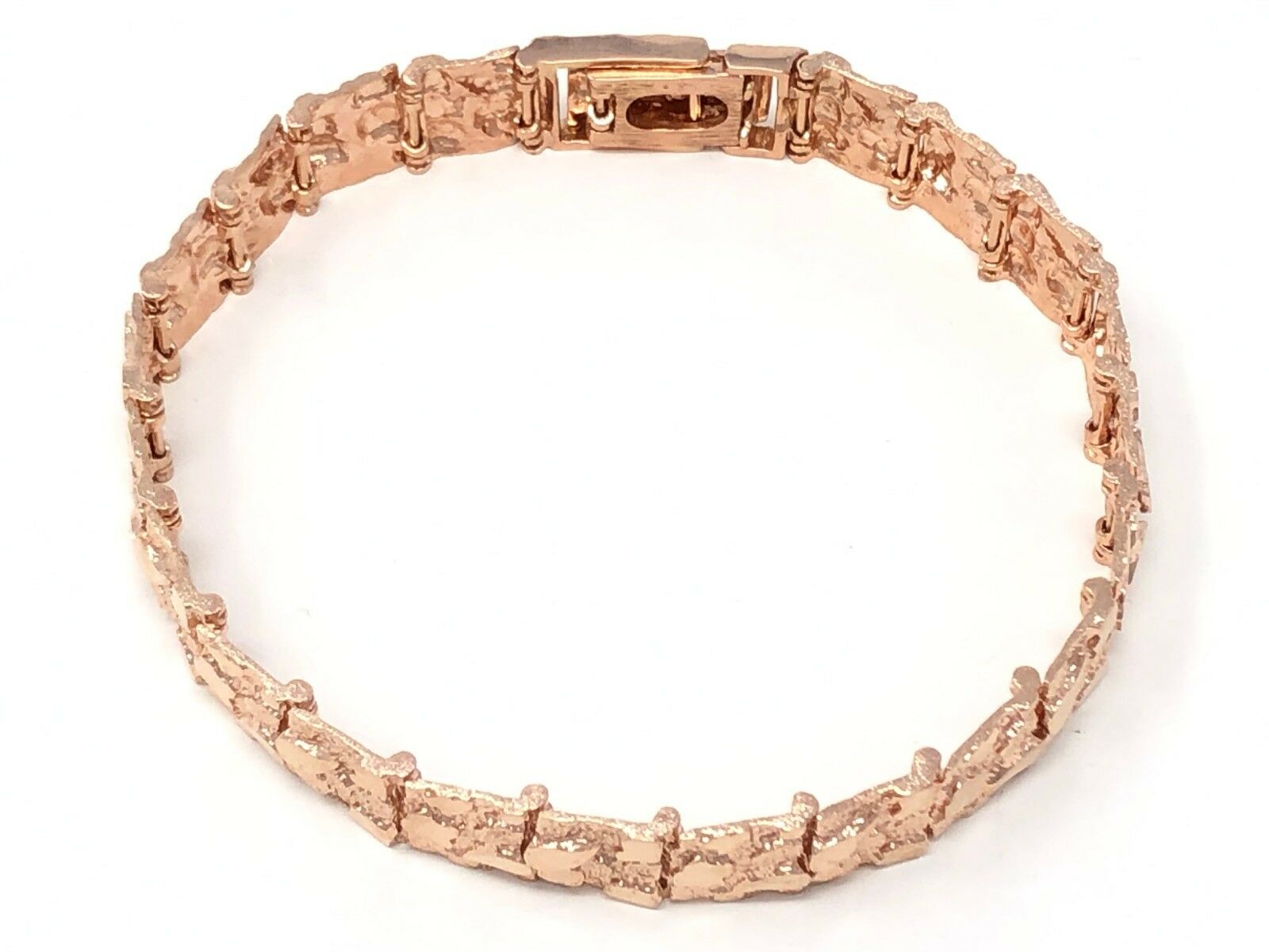 10k Rose Gold Solid Nugget Bracelet Adjustable 8.75"-9.25" 12.3mm 31.2 grams