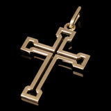 14k Yellow Gold Solid Big 3D Open Cross Pendant 2.7" 15.9 grams