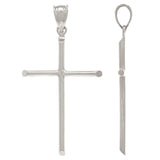 14k White Gold Plain Cross Religious Charm Pendant Large