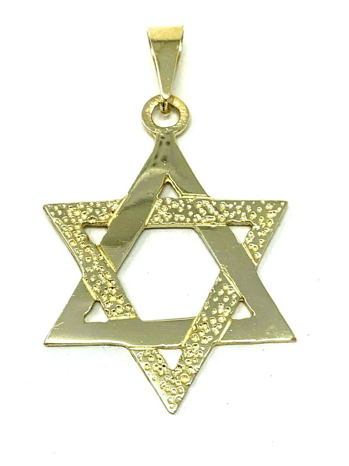 14k Yellow Gold Jewish Star of David Charm Pendant 1.75" 4.7 grams