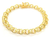 10k Yellow Gold Solid Double Link Charm Bracelet 7.25" 8mm 17.5 grams