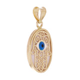 Italian 14k Yellow Gold Hamsa Hand Charm Pendant 23.9mm x 12.5mm 1.2 grams
