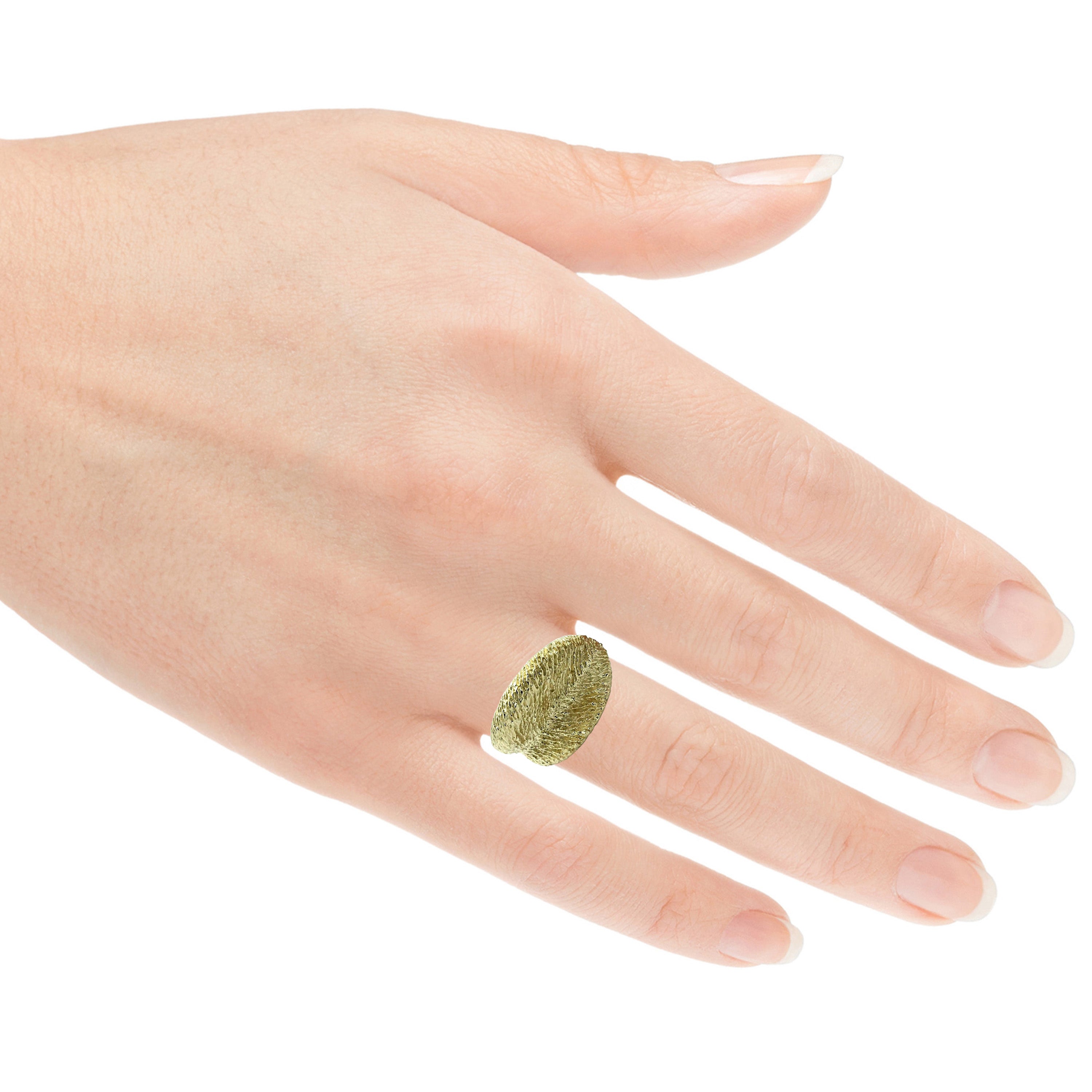 14k Yellow Gold Big Leaf Design Ring Size 6 - Yellow,6