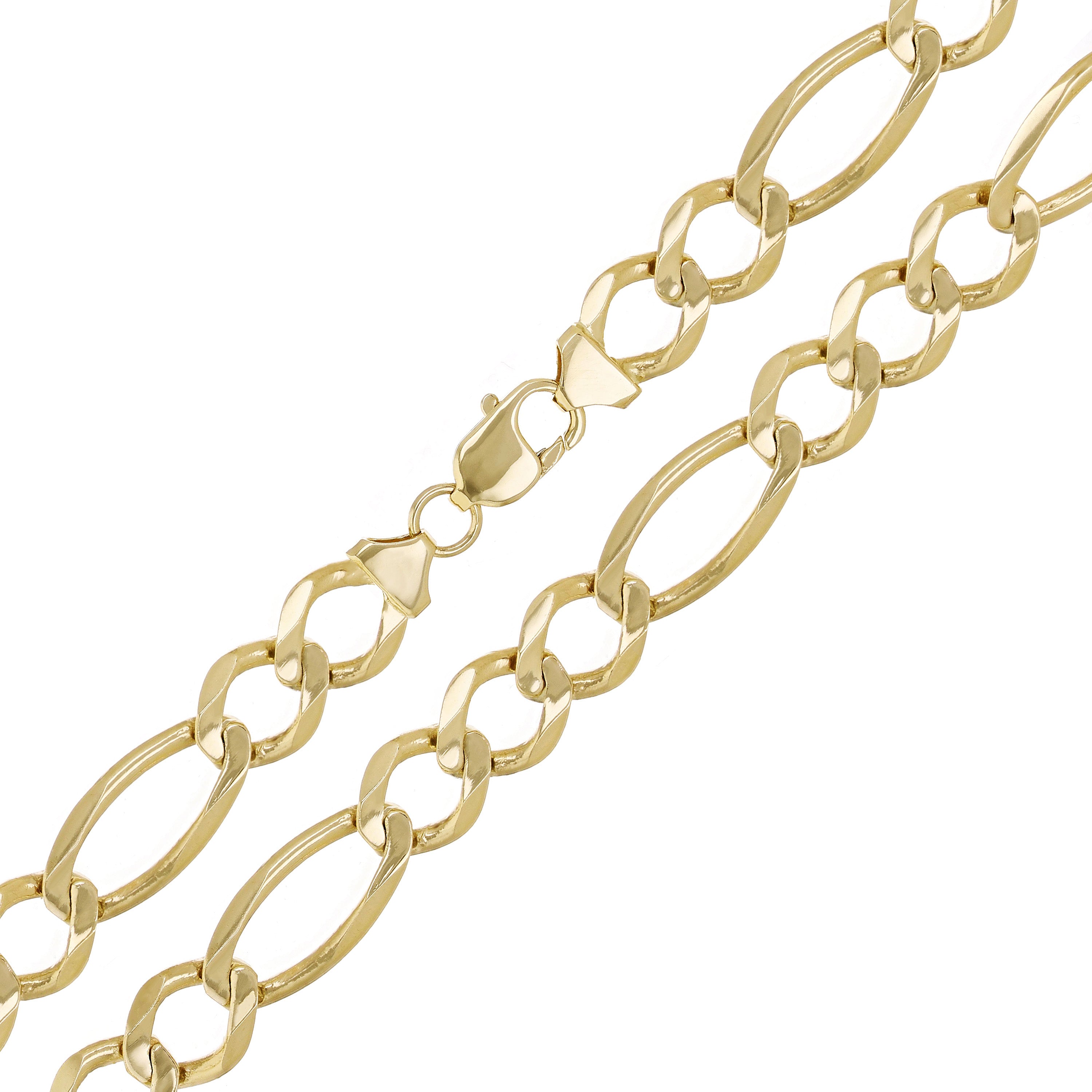 Men's 14k Yellow Gold Solid Figaro Link Chain Necklace 20" 11.25mm 60 grams - 20"