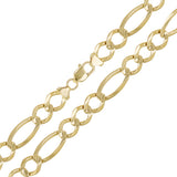 Men's 14k Yellow Gold Solid Figaro Link Chain Necklace 11.25mm Various Lengths