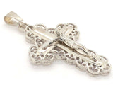 14k White Gold Jesus Christ Crucifix Cross Pendant Religious Charm 8.4 grams