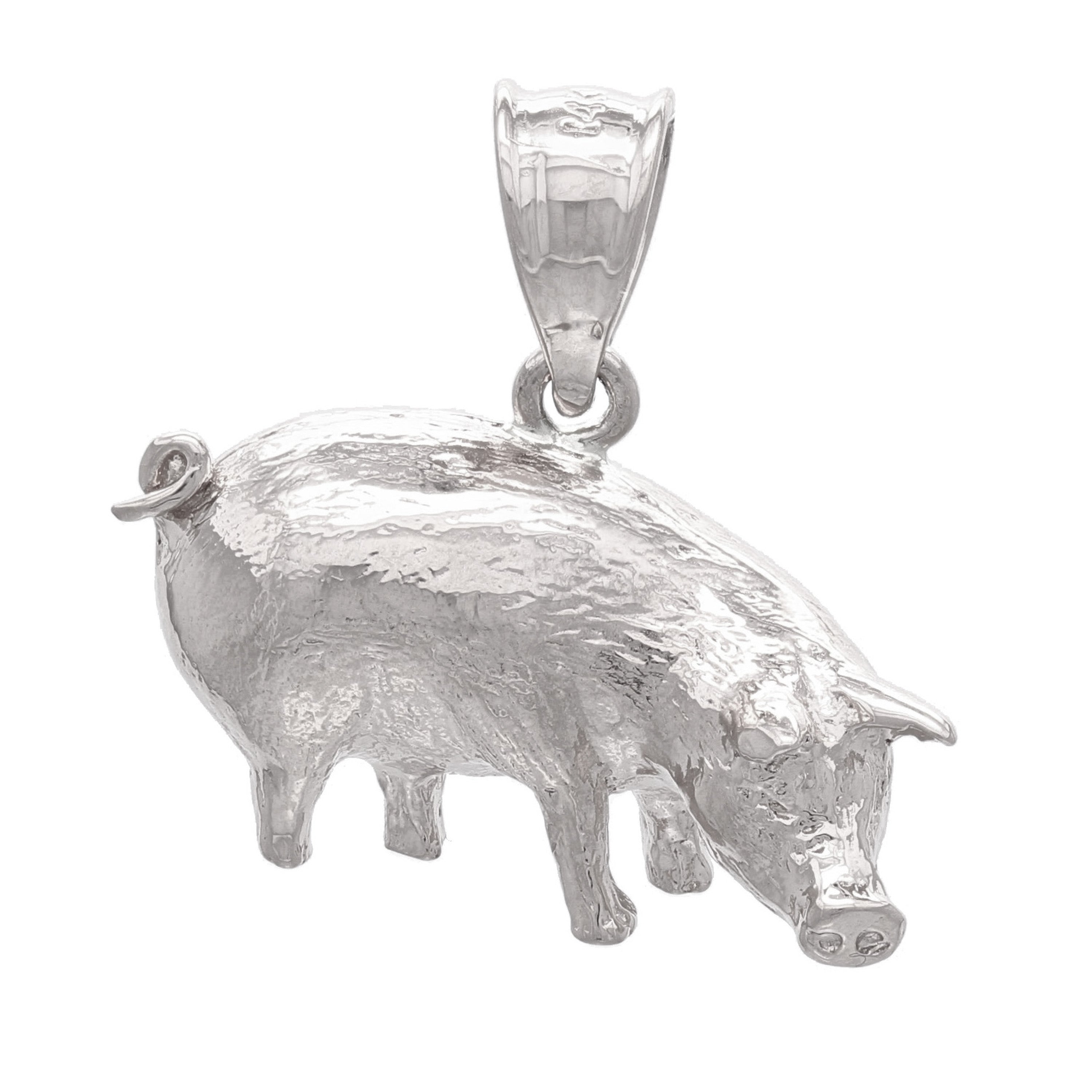 14k Yellow White or Rose Gold Textured 3D Pig Artisan-Made Pendant 6 grams
