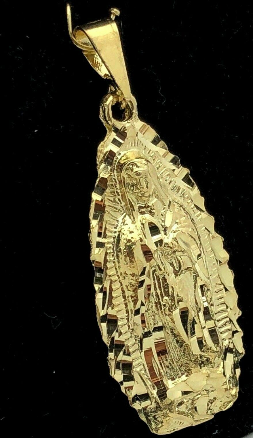 10k Yellow Gold Virgin Mary Lady of Guadalupe Pendant Religious Charm 7 grams