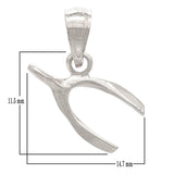 14k White Gold Wish Bone Charm Pendant - White