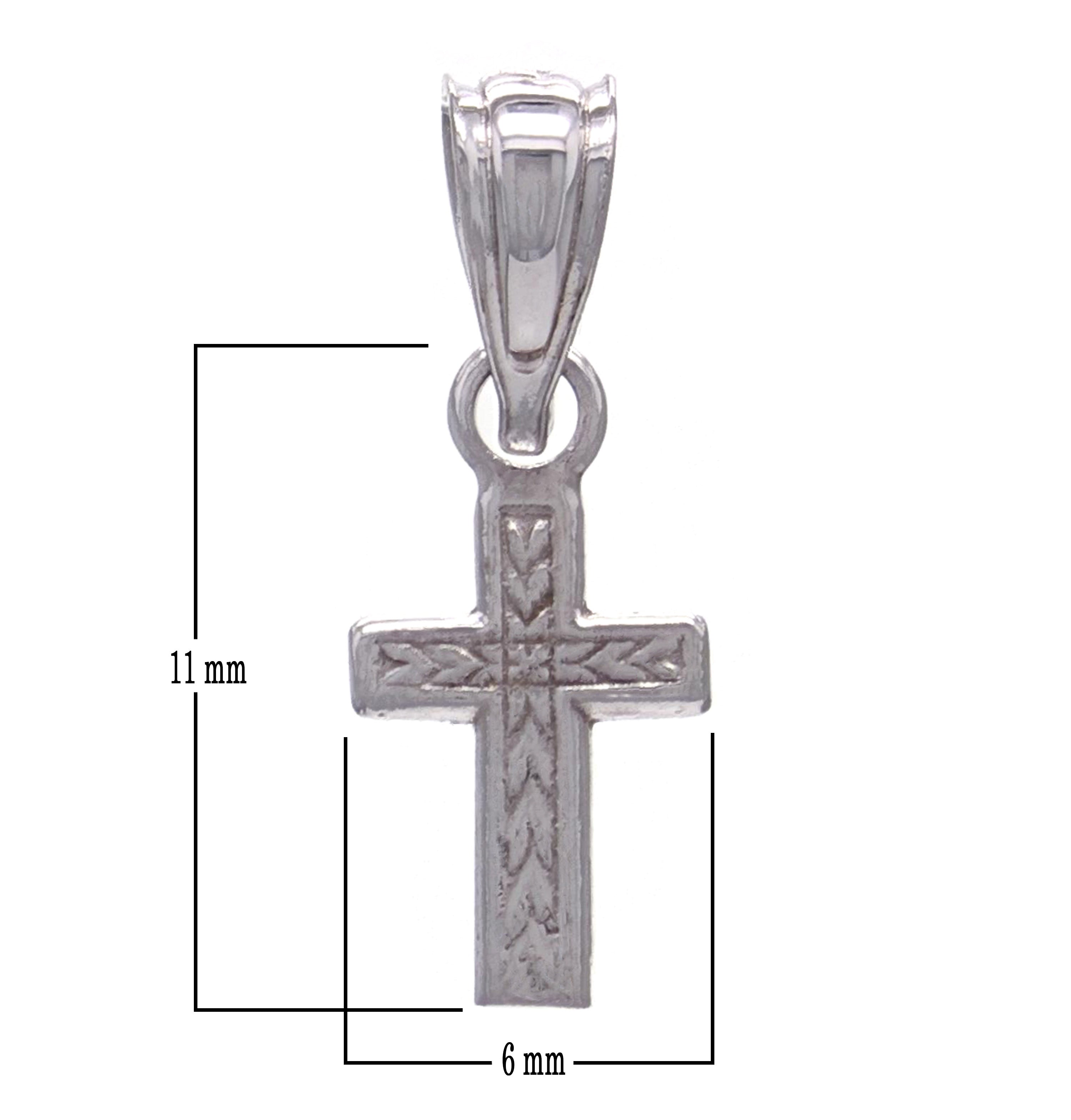 14k White Gold Religious Cross Pendant - White