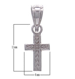 14k White Gold Religious Cross Pendant - White