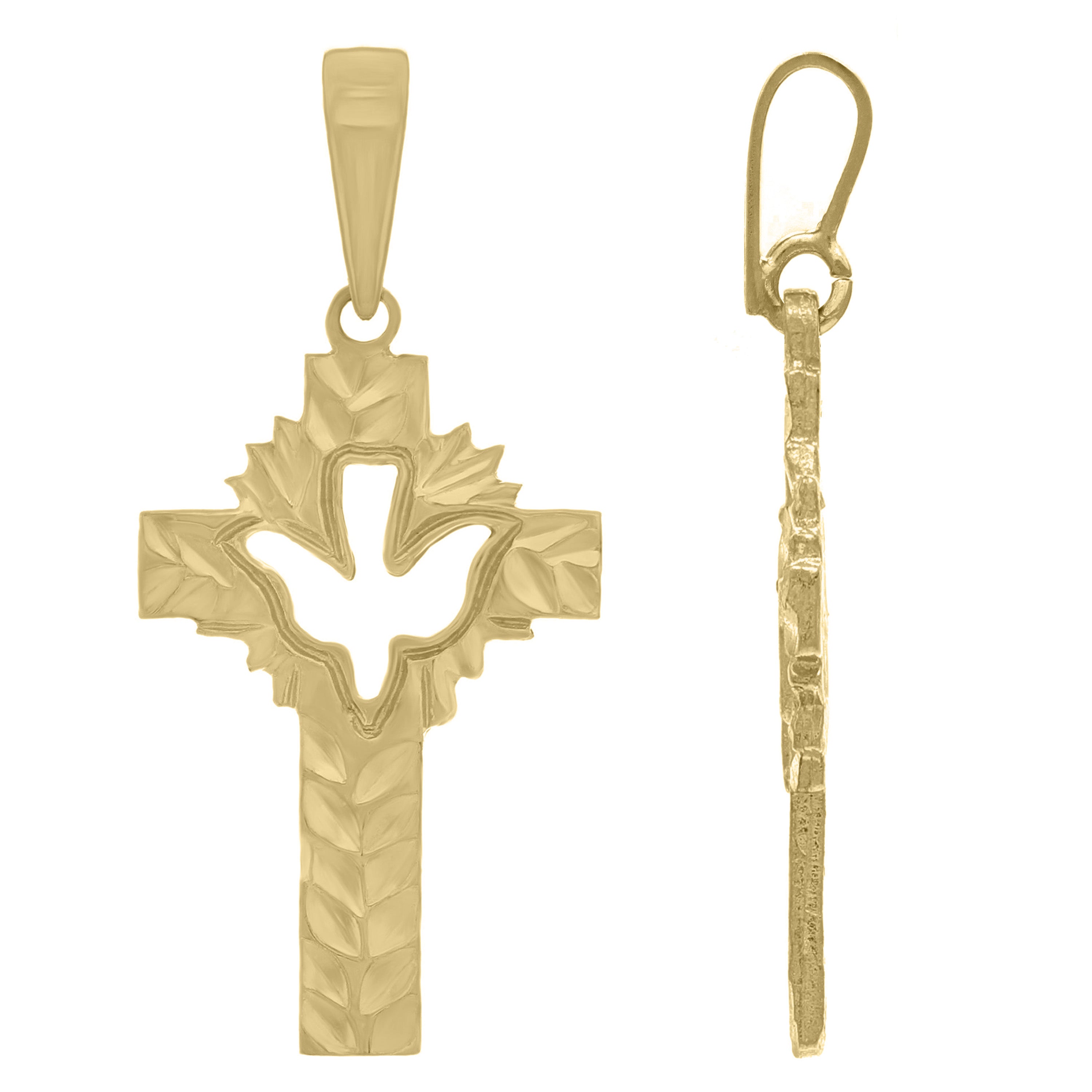 14k Yellow Gold Cross Religious Charm Pendant 1.2" 1.7grams - Yellow