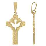 14k Yellow Gold Cross Religious Charm Pendant 1.2" 1.7grams - Yellow