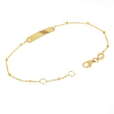 Italian 14k Yellow Gold Engravable Station Baby Kids ID Bracelet 6.25" 4mm 1.4g