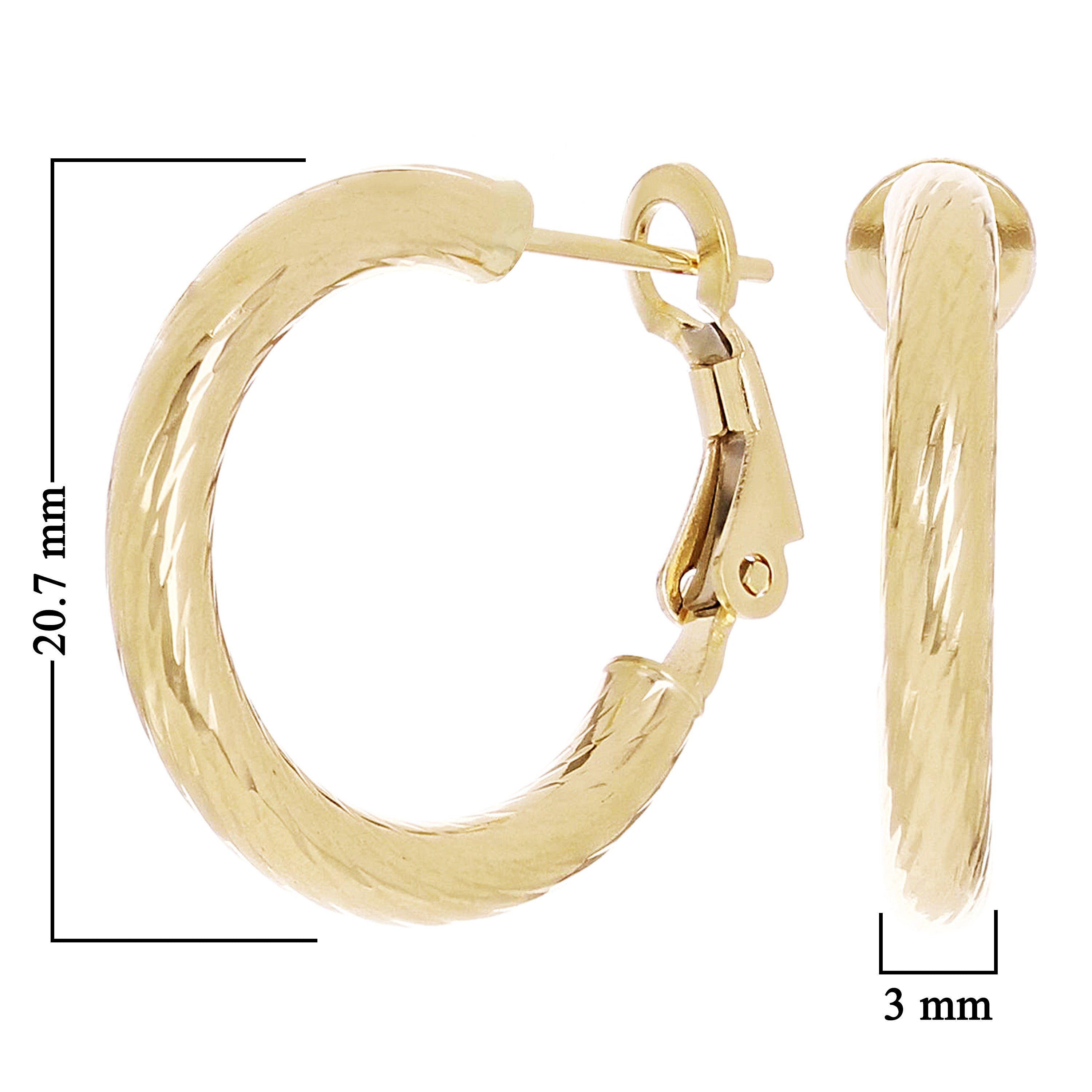 Italian 14k Yellow Gold Twisted Round Hoop Earrings 20.7mm x 3mm 2.3 grams